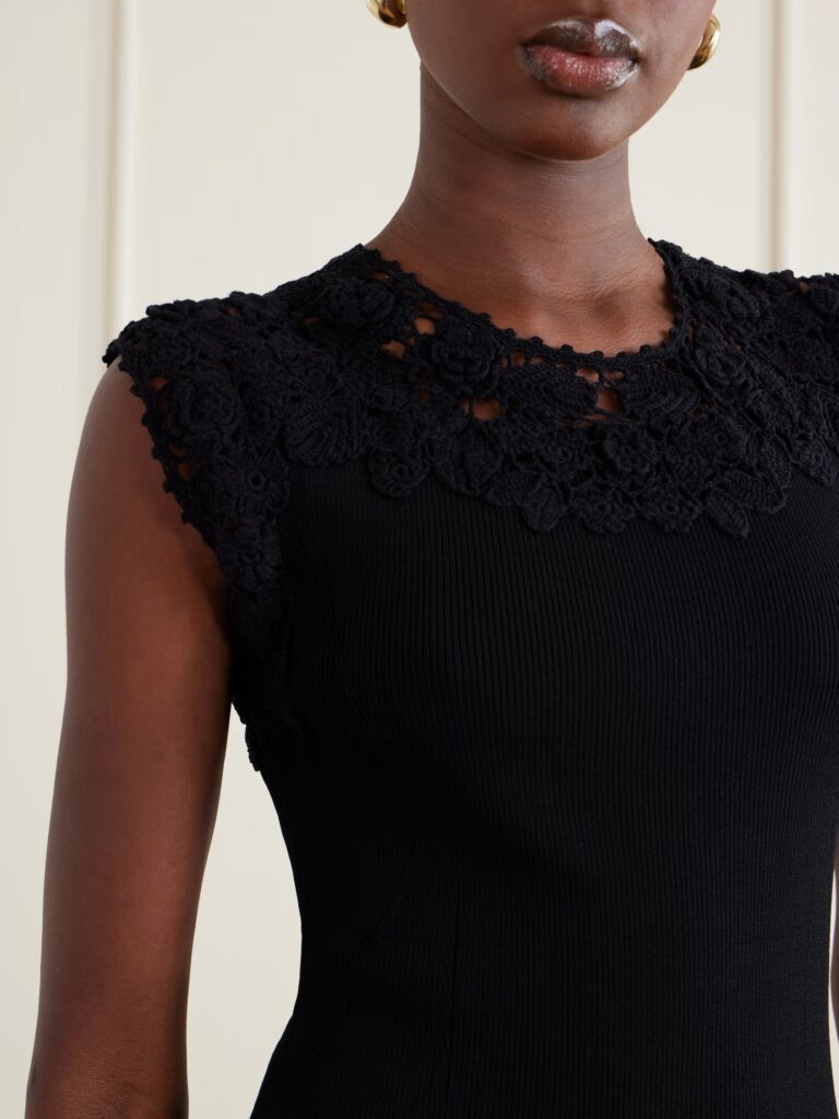 Noemie Crochet-trimmed Ribbed Mini Dress Full Size Image 2