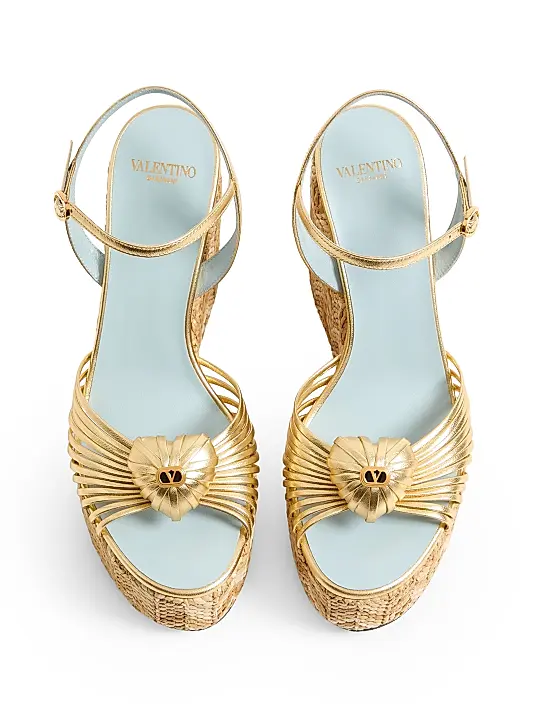 Coeur Royal 110 Wedge Sandals in Laminated Nappa Full Size Image 3