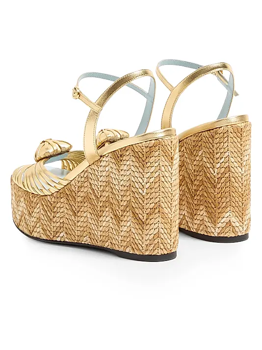 Coeur Royal 110 Wedge Sandals in Laminated Nappa Full Size Image 4