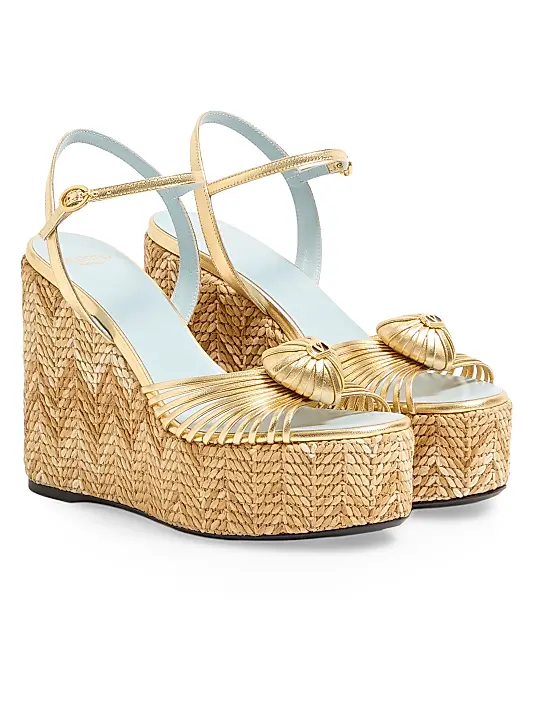 Coeur Royal 110 Wedge Sandals in Laminated Nappa Full Size Image 5