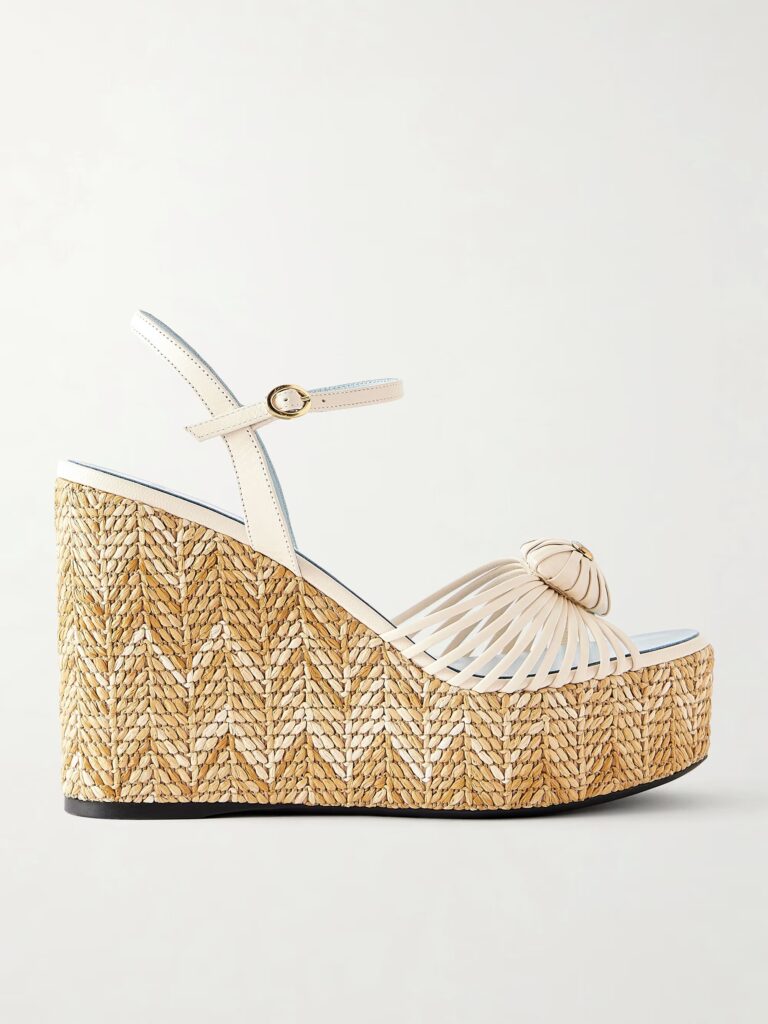 Coeur Royal  40 Embellished Leather Wedge Espadrilles Full Size Image 1