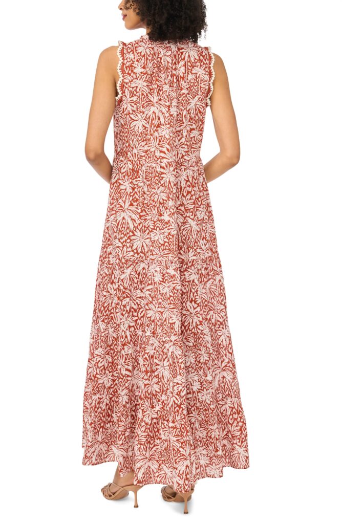 Tie Neck Tiered Cotton Maxi Dress Full Size Image 4