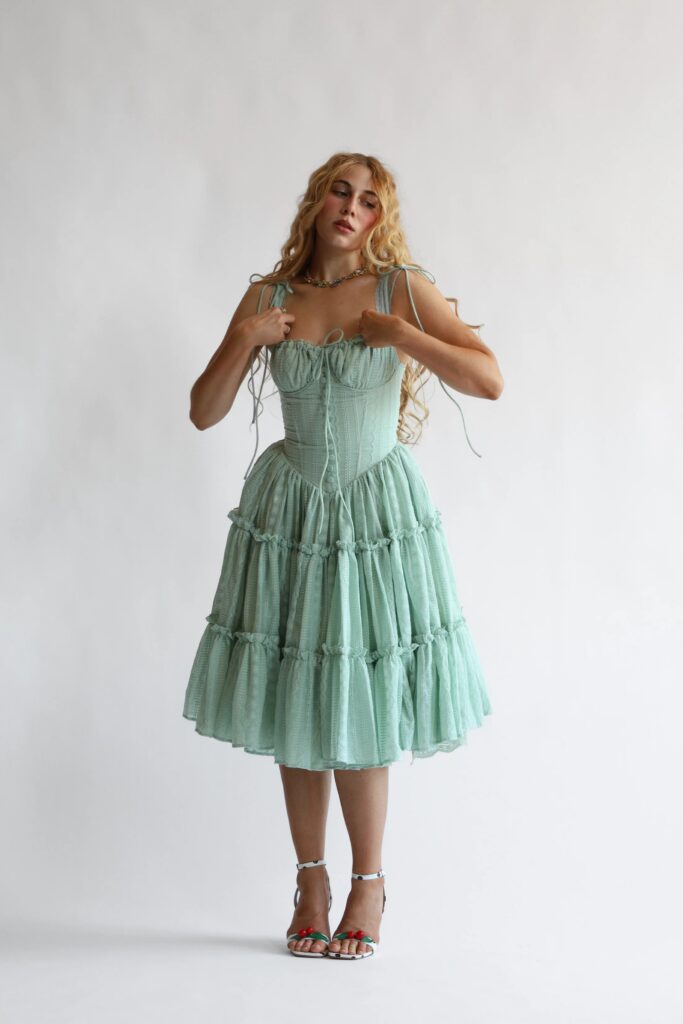 The Fae Midi Dress in Botanica Sage Full Size Image 1