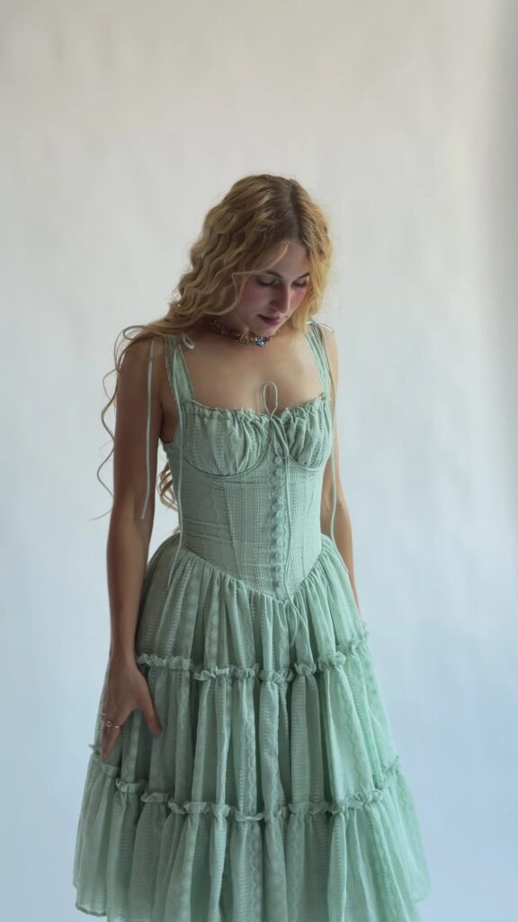 The Fae Midi Dress in Botanica Sage Full Size Image 4