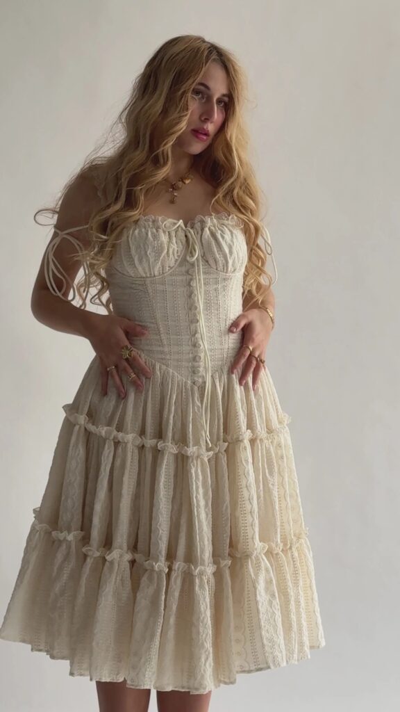 The Fae Midi Dress in Chantilly Full Size Image 6