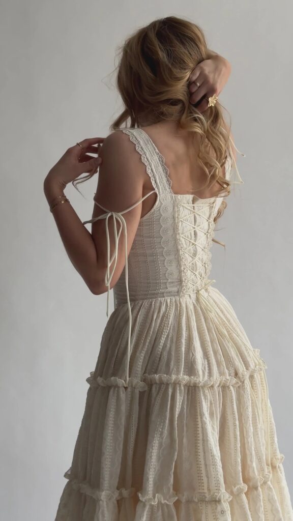 The Fae Midi Dress in Chantilly Full Size Image 5