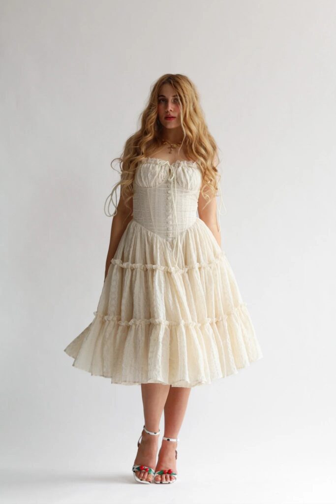 The Fae Midi Dress in Chantilly Full Size Image 1