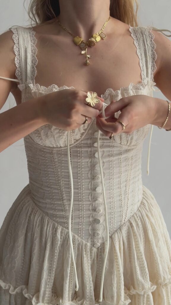 The Fae Midi Dress in Chantilly Full Size Image 3
